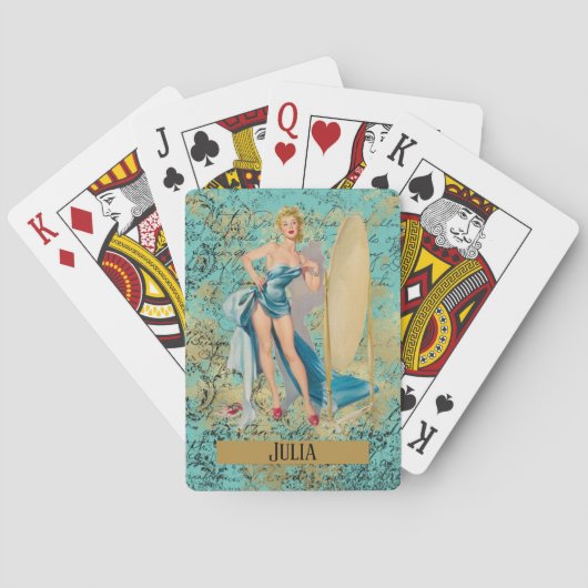 Pinup Girl Personalisiert Spielkarten (Rückseite)