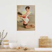 Pinup Girl - Vintages Button-up Poster (Küche)