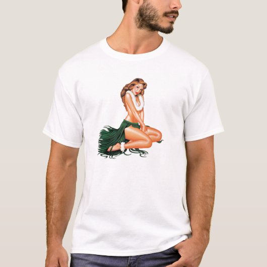 Pinup Hula Mädchen T-Shirt (Vorderseite)