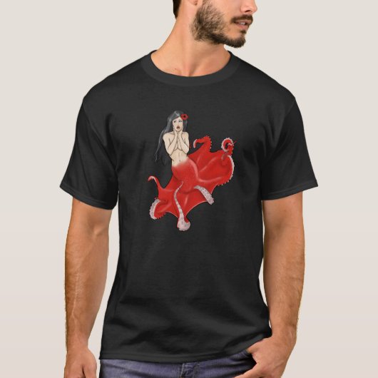 Pinup-Kraken-Meerjungfrau Cecaelia T-Shirt (Vorderseite)