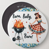 Pinup Lady Vintag Pinback Buttone GRILLEN Grillen Button (Vorne & Hinten)