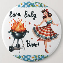 Pinup Lady Vintag Pinback Buttone GRILLEN Grillen