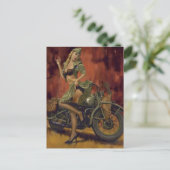 PINUP MÄDCHEN UND MOTORRAD. POSTKARTE (Stehend Vorderseite)