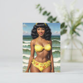 Pinup Melanin Bikini Postkarte (Stehend Vorderseite)