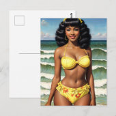 Pinup Melanin Bikini Postkarte (Vorne/Hinten)