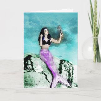 Pinup Mermaid Grußkarte Karte