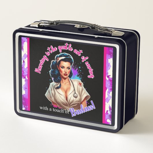 Pinup_ Nurse Badass Metall Brotdose (Rückseite)