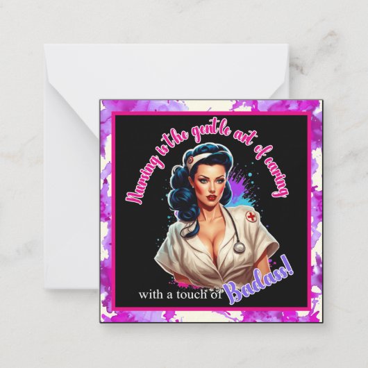 Pinup_ Nurse Badass Mitteilungskarte (Vorderseite)