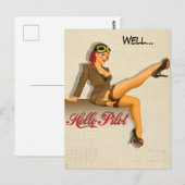 Pinup Pilot Girl Postkarte (Vorne/Hinten)