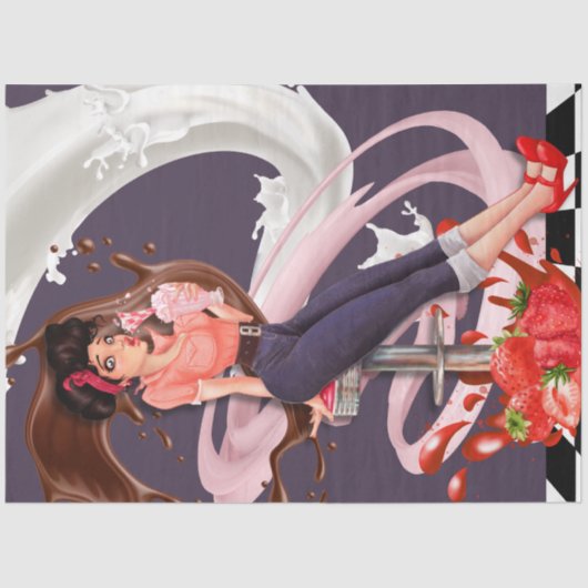 Pinup Rockabilly Retro Milkshake Montag Decoupage Seidenpapier (Vorderseite)