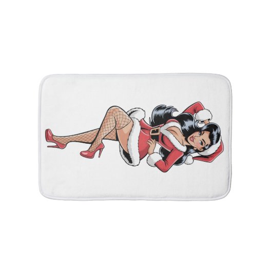 Pinup Santa Babe Badematte (Vorderseite)