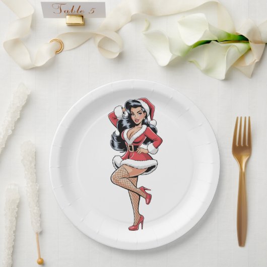Pinup Santa Babe Pappteller (Hochzeit)