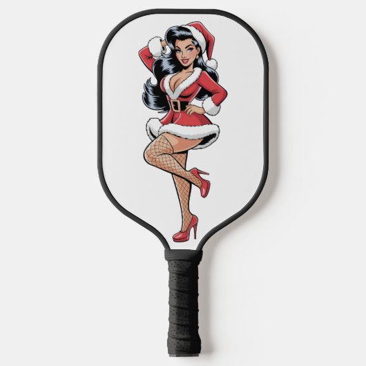 Pinup Santa Babe Pickleball Schläger (Vorderseite)