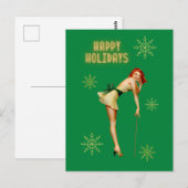 Pinup Vintage Christmas Postkarte (Vorne/Hinten)