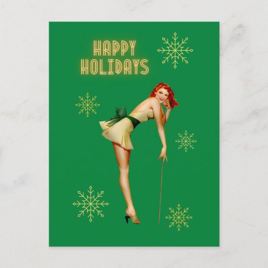 Pinup Vintage Christmas Postkarte (Vorderseite)