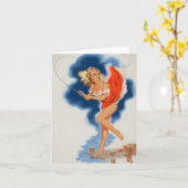 Pinup, Vintager Pinup Geburtstag Karte (Gelbe Blume)