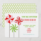 Pinwheel Bday Invite (Girl) - Print oder Download Einladung (Vorne/Hinten)