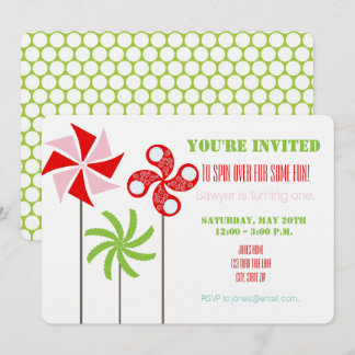 Pinwheel Bday Invite (Girl) - Print oder Download Einladung