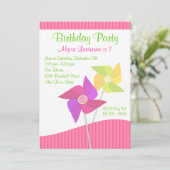 Pinwheel Birthday Party Einladung (Stehend Vorderseite)