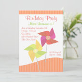 Pinwheel Birthday Party Einladung (Stehend Vorderseite)