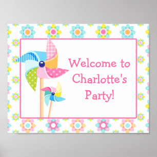 Pinwheel Birthday Party Sign Poster