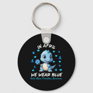 Pinwheel Dino Im April tragen wir blauen Kindesmis Schlüsselanhänger