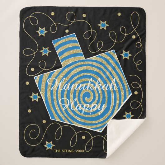 Pinwheel Dreidel Sherpa Hanukkah Blanket/Mittel Sherpadecke (Vorderseite)