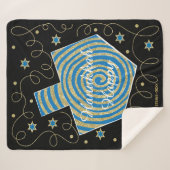 Pinwheel Dreidel Sherpa Hanukkah Blanket/Mittel Sherpadecke (Vorderseite (Horizontal))