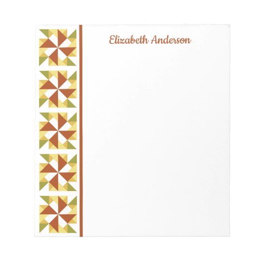 Pinwheel Quilt Block Border Note Pad Notizblock (Vorderseite)