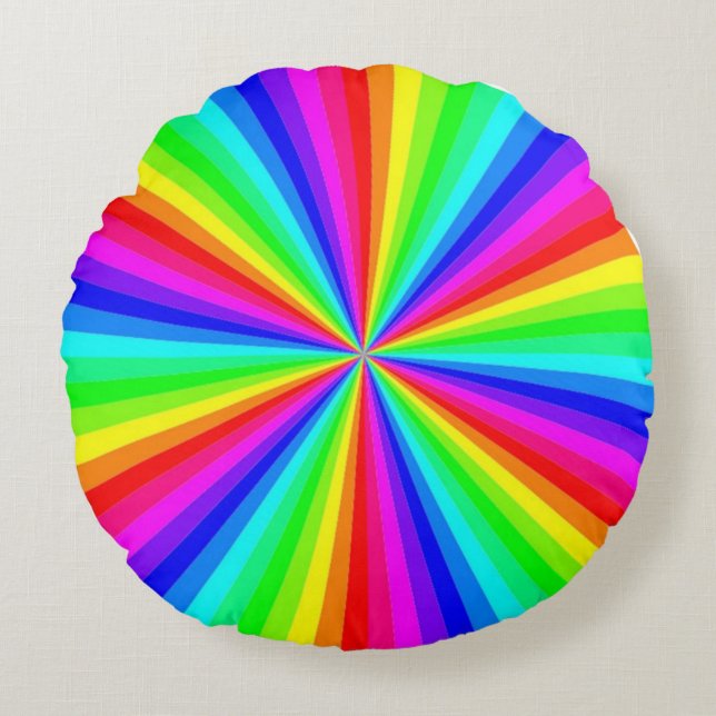 PINWHEEL RAINBOW RUNDES KISSEN (Vorderseite)