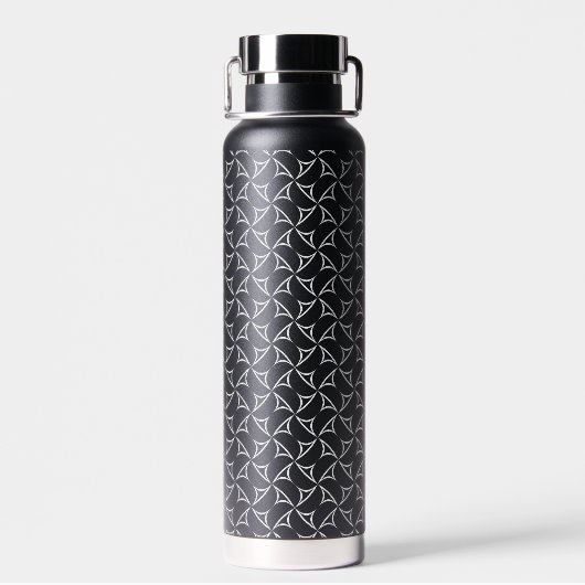 Pinwheel Spiral White Abstrakt Line Muster Trinkflasche (Rückseite)