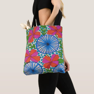 Pinwheels and Blume Tropical Pattern Tote Bag Tasche