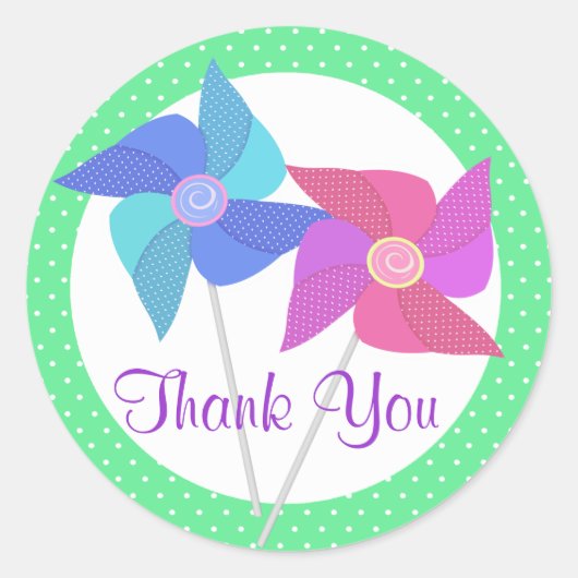 Pinwheels und Polka Dots Runder Aufkleber (Vorderseite)