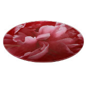 Pion blüht Macro, rosa rot. Schneidebrett (Ecke)