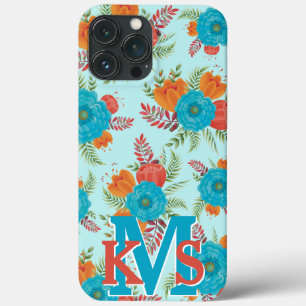 Pioneer Aquamarin Coral Monogram iPhone 13 Pro Max Case-Mate iPhone Hülle