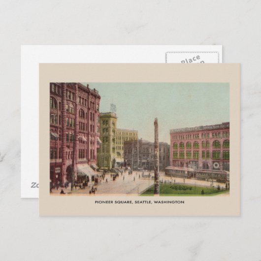 Pioneer Platz, Seattle Vintag Postkarte (Vorne/Hinten)