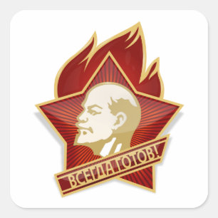 Pioneers Organisation Wladimir Lenin Sozialistin Quadratischer Aufkleber