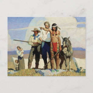 Pioneers Western Art von NC Wyeth Postkarte
