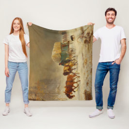 Pioniere, die einem Schneesturm trotzen und Zuhaus Fleecedecke