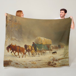 Pioniere, die einem Schneesturm trotzen und Zuhaus Fleecedecke