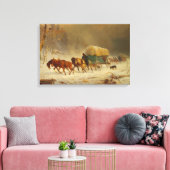 Pioniere, die einem Schneesturm trotzen und Zuhaus Leinwanddruck (Insitu (Wohnzimmer))