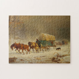 Pioniere, die einem Schneesturm trotzen und Zuhaus Puzzle