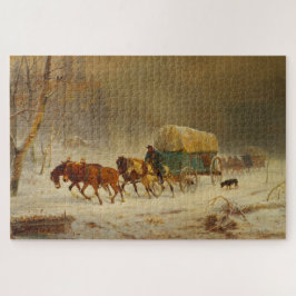 Pioniere, die einem Schneesturm trotzen und Zuhaus Puzzle