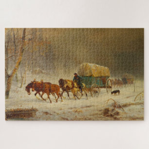 Pioniere trotzen einem Schneesturm auf dem Heimweg Puzzle