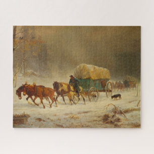 Pioniere trotzen einem Schneesturm auf dem Heimweg Puzzle