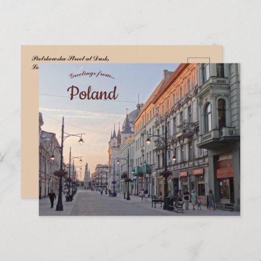 Piotrkowska Straße in Dusk in Lodz Polen Postkarte (Vorne/Hinten)