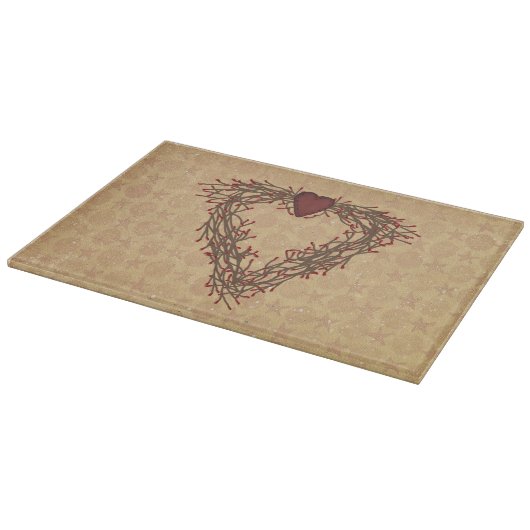 Pip Berry Heart Wreath Glass Cutting Board Schneidebrett (Ecke)