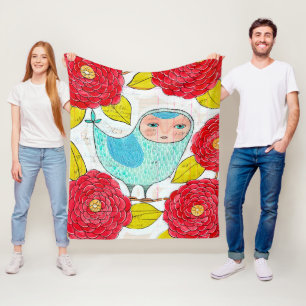 Pip Gerard Ink Bird in Garden Ledger Illustration Fleecedecke