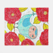 Pip Gerard Ink Bird in Garden Ledger Illustration Fleecedecke (Vorderseite (Horizontal))