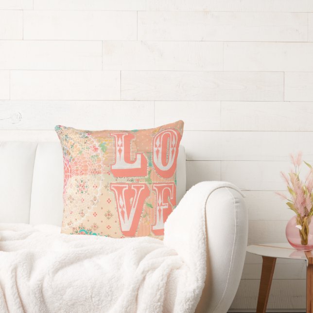 Pip Gerard LIEBE Shabby Chic Artist Mixed Media Kissen (Liege)